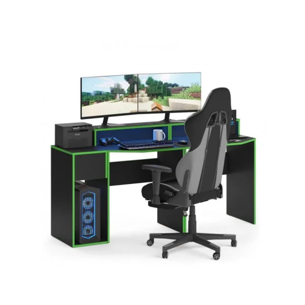 Bureau gaming noir et vert design bureau de jeu bureau gamer bureau informatique