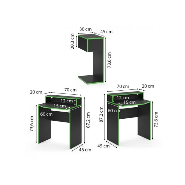 Bureau gaming noir et vert design bureau de jeu bureau gamer bureau informatique