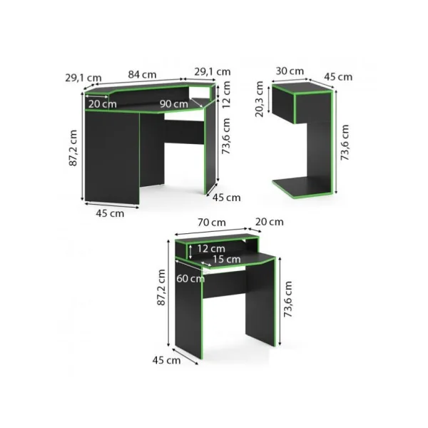 Bureau gaming noir et vert espace bureau de jeu bureau gamer bureau informatique