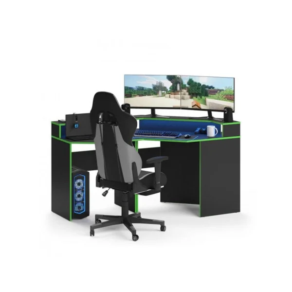Bureau gaming noir et vert moderne bureau de jeu bureau gamer bureau informatique