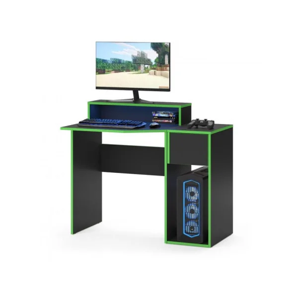 Bureau gaming noir et vert PM avec guéridon bureau de jeu bureau gamer bureau informatique
