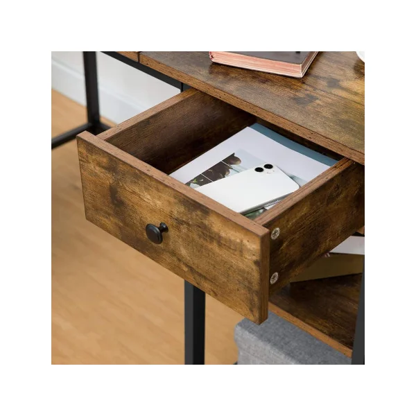 Bureau industriel avec table dessin inclinable bureau métal et brun rustique
