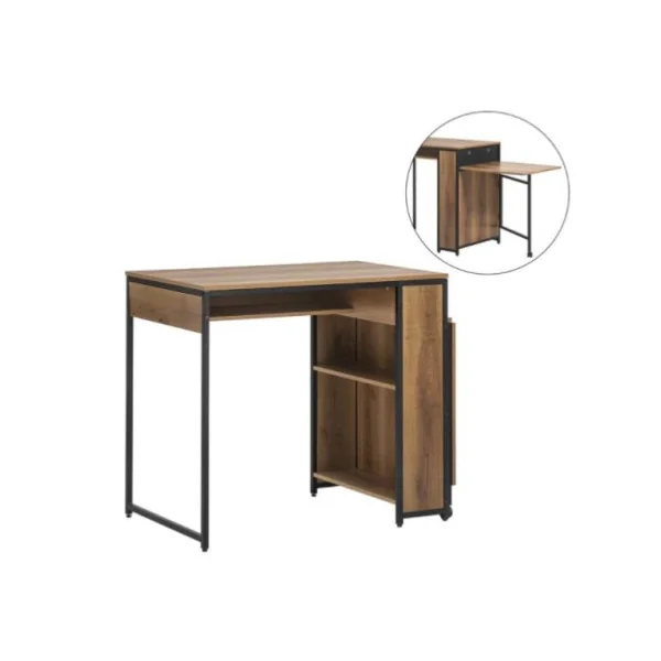 Bureau industriel avec table pliable gain de place bureau avec rangement