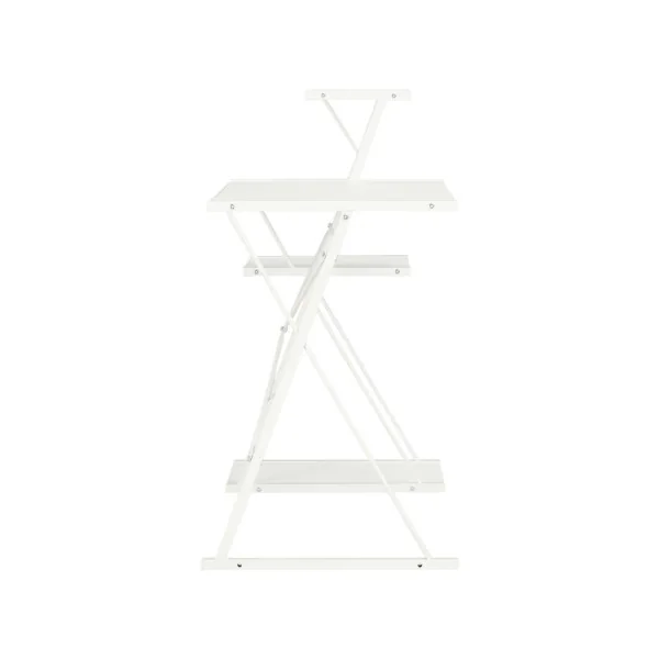 Bureau industriel blanc avec 4 étagères métal blanc et bois bureau moderne