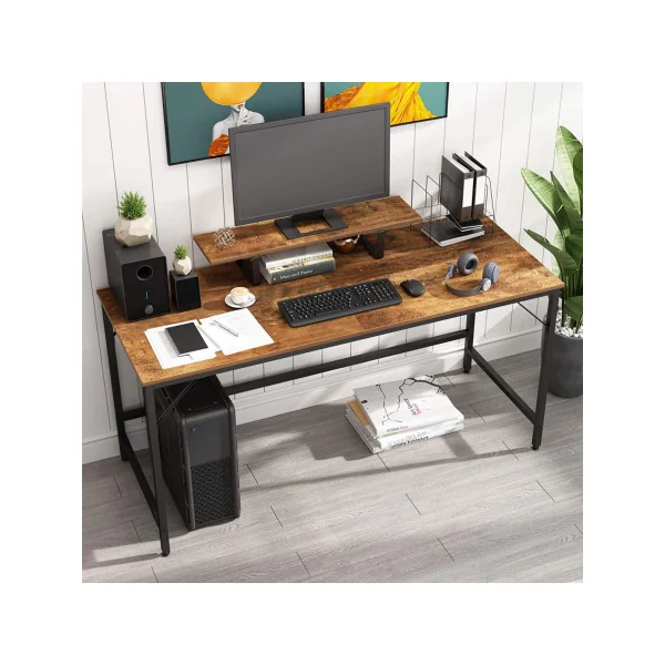 Bureau industriel chêne vintage 140 cm bureau brun rustique bureau informatique