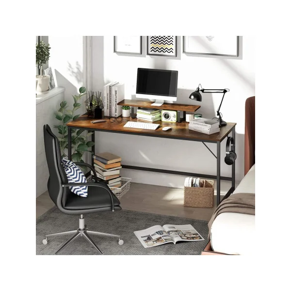 Bureau industriel chêne vintage 140 cm bureau brun rustique bureau informatique
