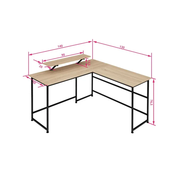 Bureau industriel en angle avec rehausse amovible bureau en L informatique