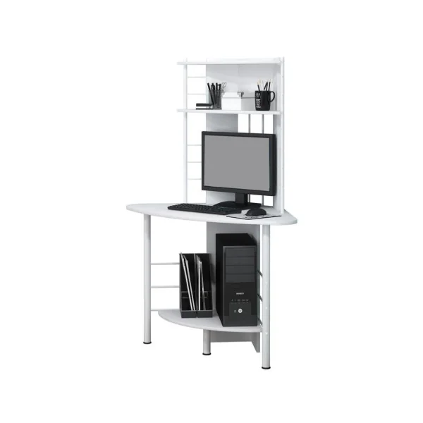 Bureau informatique angle blanc chassis ALU bureau d'angle avec étagères