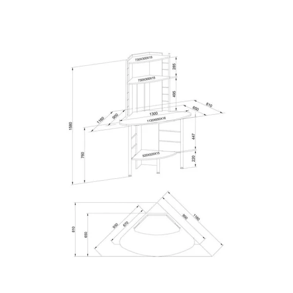 Bureau informatique angle blanc chassis ALU bureau d'angle avec étagères