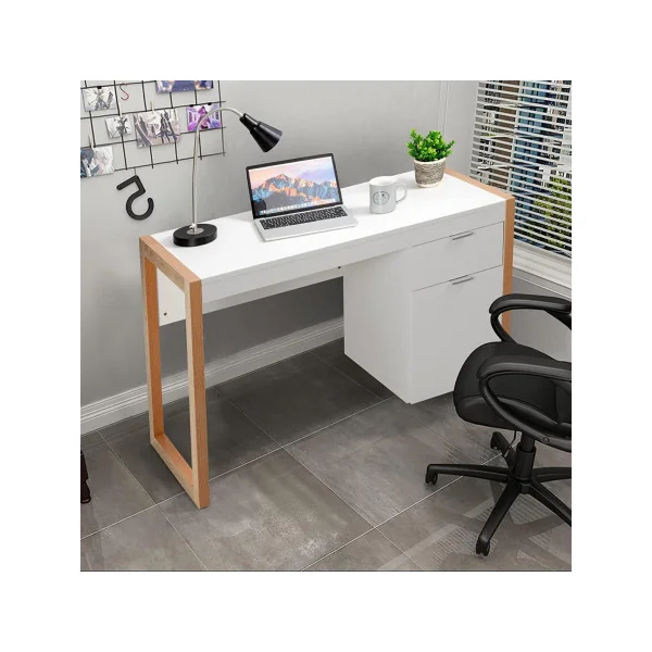 Bureau moderne chêne et blanc bureau avec rangement bureau ordinateur