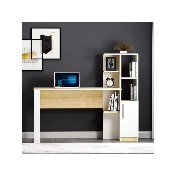 Bureau tendance blanc et chêne clair bureau ordinateur bureau avec rangement