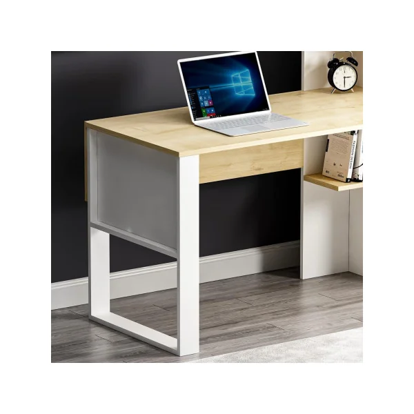 Bureau tendance blanc et chêne clair bureau ordinateur bureau avec rangement