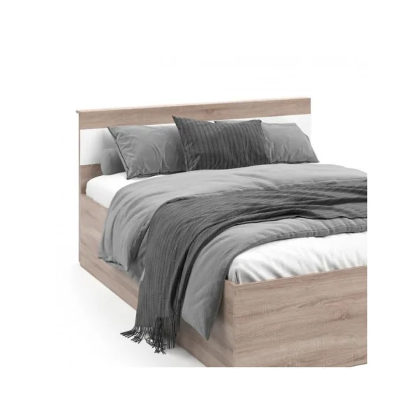 Cadre de lit 140x200 cm avec tête de lit chêne lit adulte 2 places