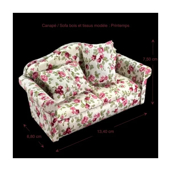 Canapé / sofa tissus à fleurs avec coussins