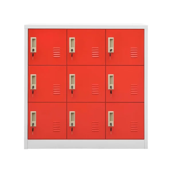 Casier vestiaire armoire en acier 9 compartiments rouge Vestiaire professionnel Armoire métal 9 cases