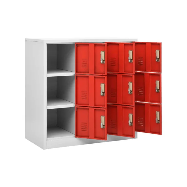 Casier vestiaire armoire en acier 9 compartiments rouge Vestiaire professionnel Armoire métal 9 cases