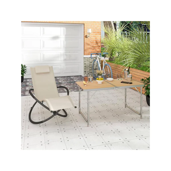 Chaise longue de jardin design beige cadre métal transat suspendu chaise jardin suspendu