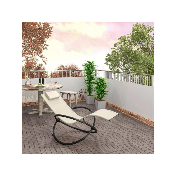 Chaise longue de jardin design beige cadre métal transat suspendu chaise jardin suspendu