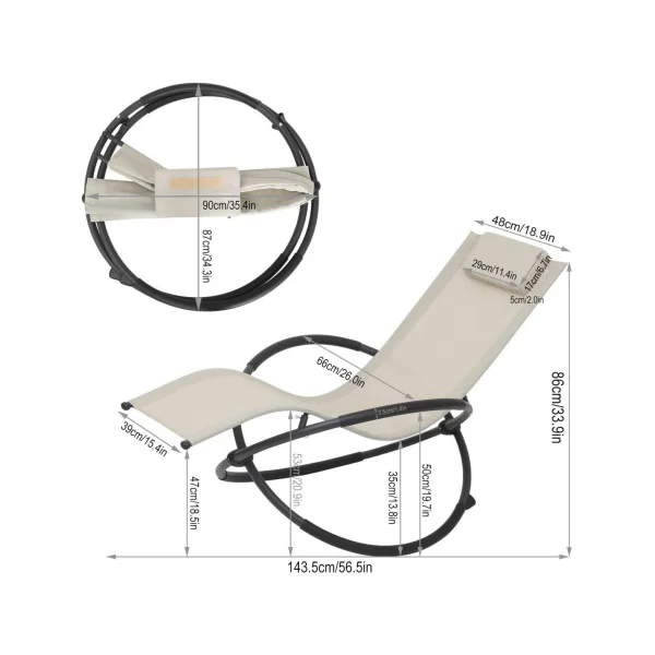 Chaise longue de jardin design beige cadre métal transat suspendu chaise jardin suspendu