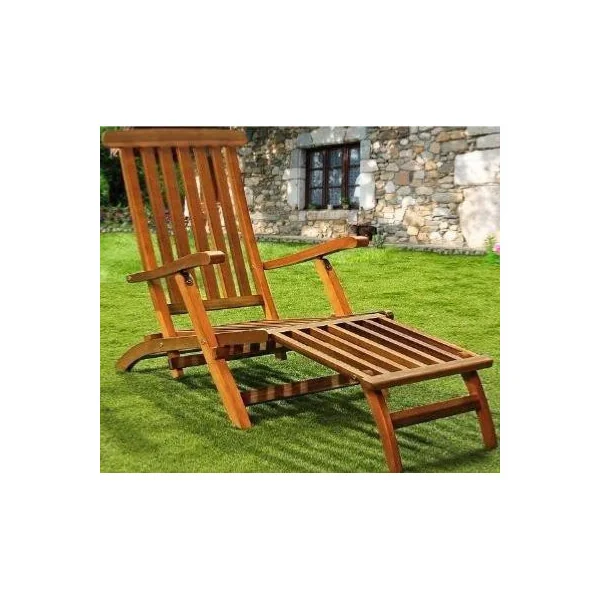 Chaise longue en bois d'acacia massif Bain de soleil transat jardin transat extérieur chaise longue jardin
