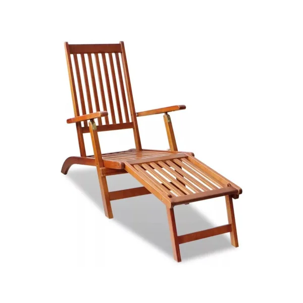 Chaise longue en bois d'acacia massif Bain de soleil transat jardin transat extérieur chaise longue jardin