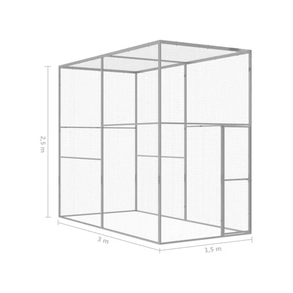 Chatière cage chat galvanisé 3x1,5x2,5 m