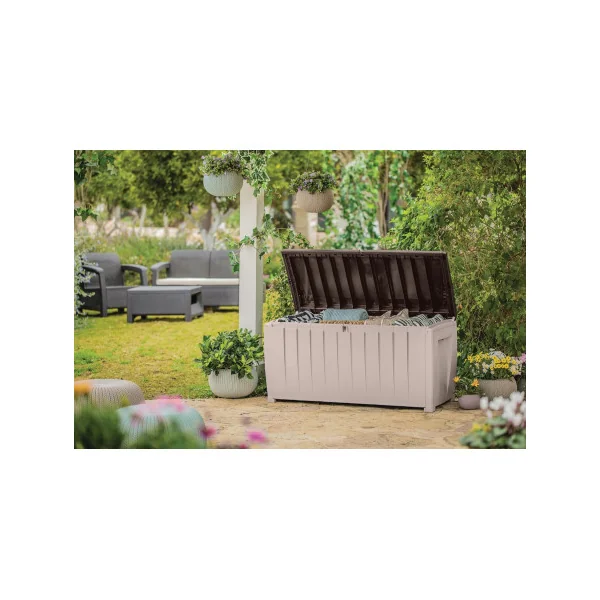 Coffre de jardin 340 L en Résine Polypropylène Coffre de rangement en résine coffre de stockage résine coffre extérieur