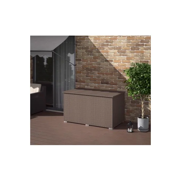 Coffre de jardin 950 L marron en poly rotin Coffre de rangement coffre de stockage coffre extérieur coffre jardin