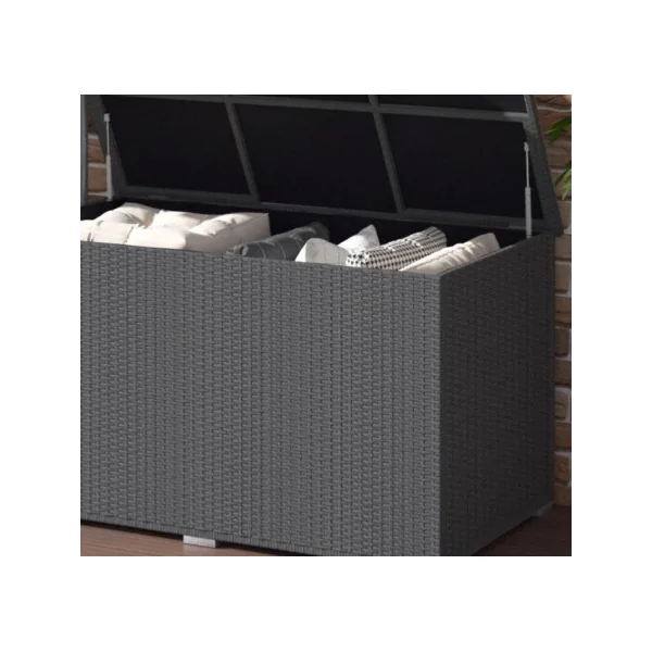 Coffre de jardin 950 L noir en poly rotin Coffre de rangement coffre de stockage coffre extérieur coffre jardin