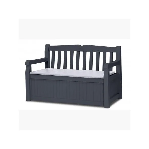 Coffre de jardin Anthracite en résine avec banc 265L Coffre de rangement en résine coffre de stockage résine coffre extérieur en