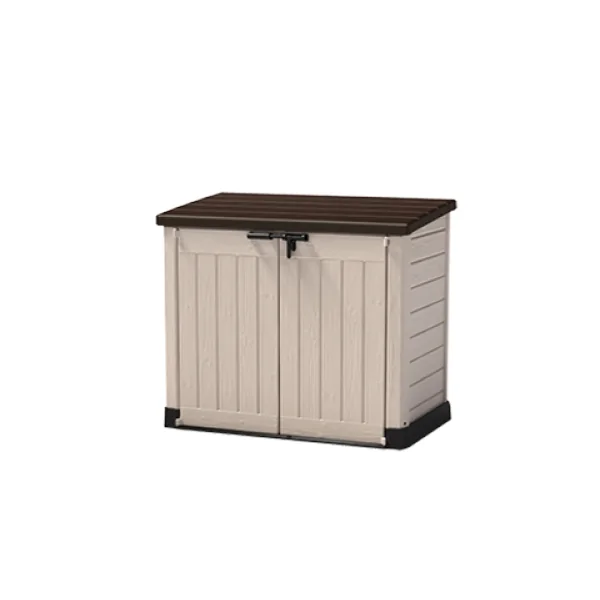 Coffre de jardin beige en résine 1200L Coffre de rangement en résine coffre de stockage résine coffre extérieur en résine coffre