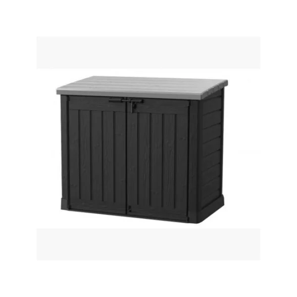 Coffre de jardin noir en résine 1200L Coffre de rangement en résine coffre de stockage résine coffre extérieur en résine coffre