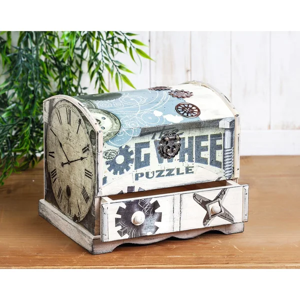 Coffre à couvercle bombé VBS, bois brut, env. 20 x 17 x 17 cm