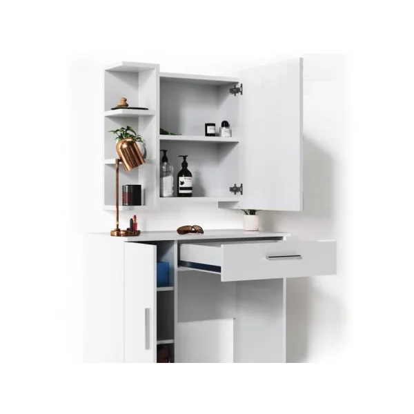 Coiffeuse blanche avec miroir Elite Coiffeuse miroir Coiffeuse moderne Coiffeuse maquillage