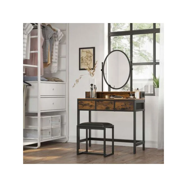 Coiffeuse industrielle avec miroir et banc Coiffeuse pas cher Coiffeuse femme Coiffeuse moderne