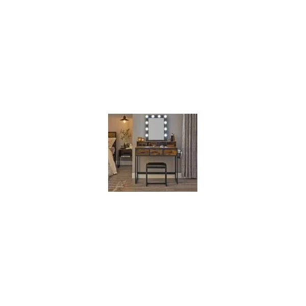 Coiffeuse industrielle avec miroir LED et banc Coiffeuse miroir Coiffeuse moderne Coiffeuse maquillage