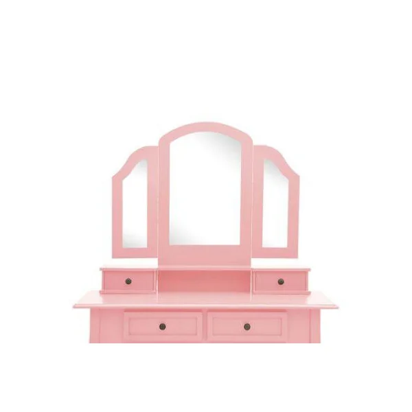 Coiffeuse rose avec tabouret et miroir triptyque Coiffeuse Femme Coiffeuse miroir Coiffeuse maquillage
