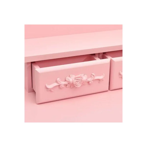 Coiffeuse rose et son tabouret Coiffeuse moderne Coiffeuse maquillage Coiffeuse femme Coiffeuse chambre Coiffeuse miroir