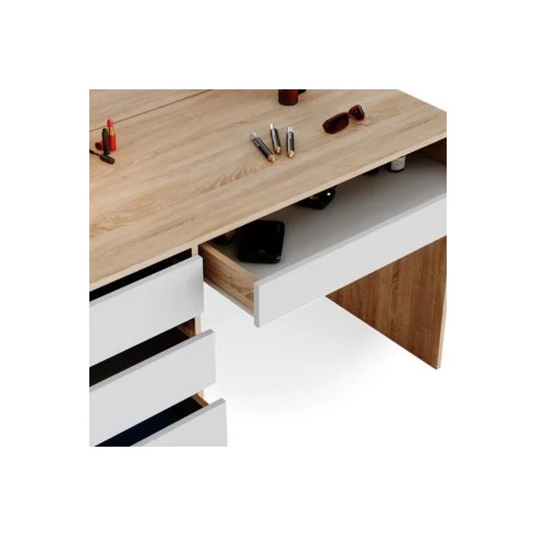 Coiffeuse table maquillage blanche et chêne + grand miroir Coiffeuse moderne Coiffeuse maquillage Coiffeuse femme