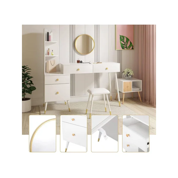 Coiffeuse table maquillage blanche + miroir + tabouret Coiffeuse moderne Coiffeuse maquillage Coiffeuse femme Coiffeuse chambre