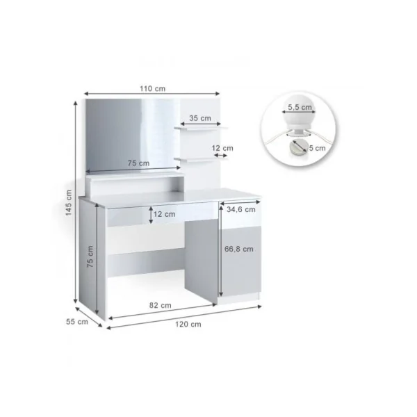 Coiffeuse table maquillage + grand miroir + LED Coiffeuse moderne Coiffeuse maquillage Coiffeuse femme Coiffeuse chambre