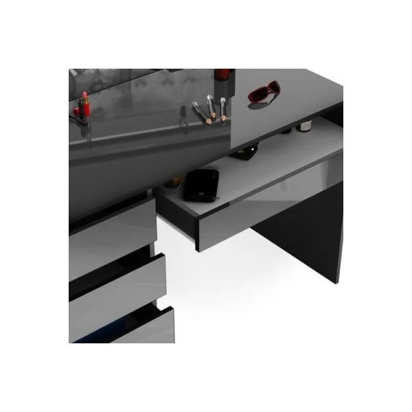Coiffeuse table maquillage noir + grand miroir + LED Coiffeuse moderne Coiffeuse maquillage Coiffeuse femme Coiffeuse chambre
