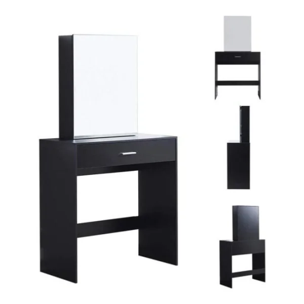 Coiffeuse table maquillage noir spacieuse