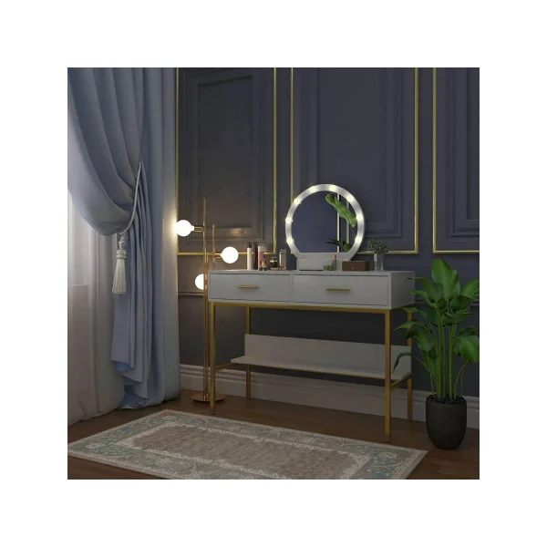 Coiffeuse tendance avec miroir LED Coiffeuse blanche Coiffeuse LED Coiffeuse miroir Coiffeuse moderne Coiffeuse maquillage