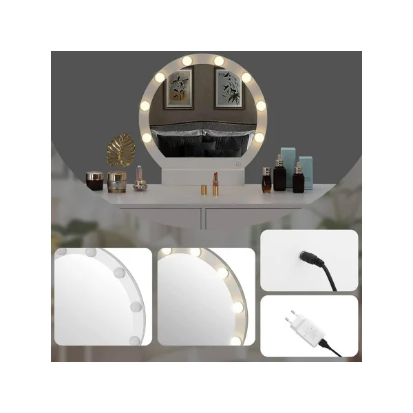 Coiffeuse tendance avec miroir LED Coiffeuse blanche Coiffeuse LED Coiffeuse miroir Coiffeuse moderne Coiffeuse maquillage