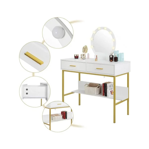 Coiffeuse tendance avec miroir LED Coiffeuse blanche Coiffeuse LED Coiffeuse miroir Coiffeuse moderne Coiffeuse maquillage