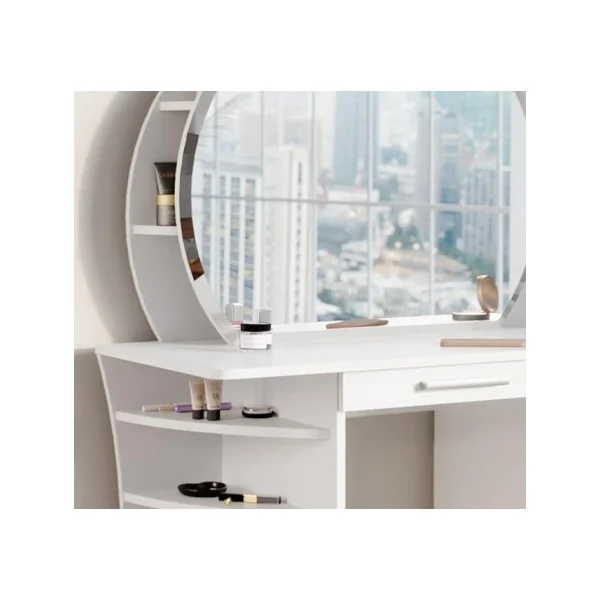 Coiffeuse épurée avec étagères et miroir Coiffeuse femme moderne Coiffeuse chambre