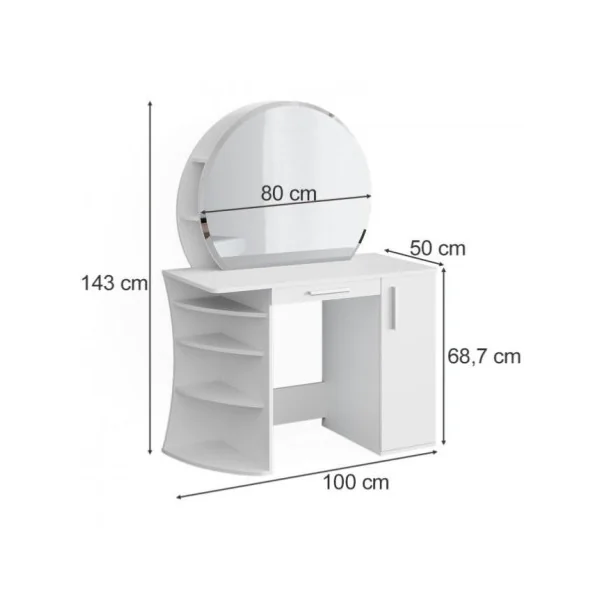 Coiffeuse épurée avec étagères et miroir Coiffeuse femme moderne Coiffeuse chambre