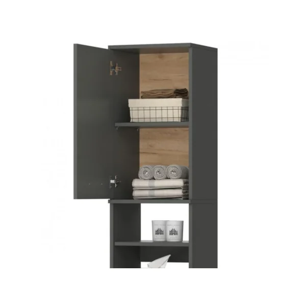 Colonne de salle de bain bois naturel et anthracite armoire salle de bain pieds scandinave