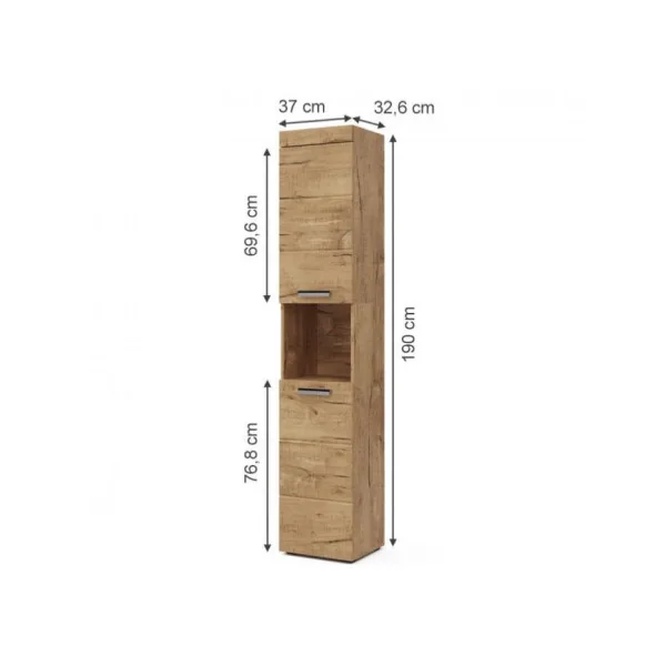 Colonne de salle de bain chêne et blanc mat armoire haute de salle de bain rangement salle de bain